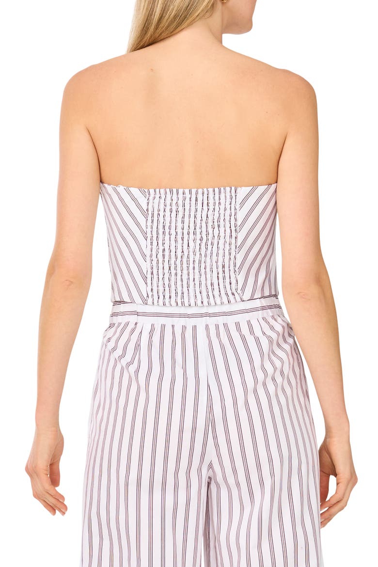 Pinstriped Strapless Cotton Top, Alternate, color, CRISP MERLOT