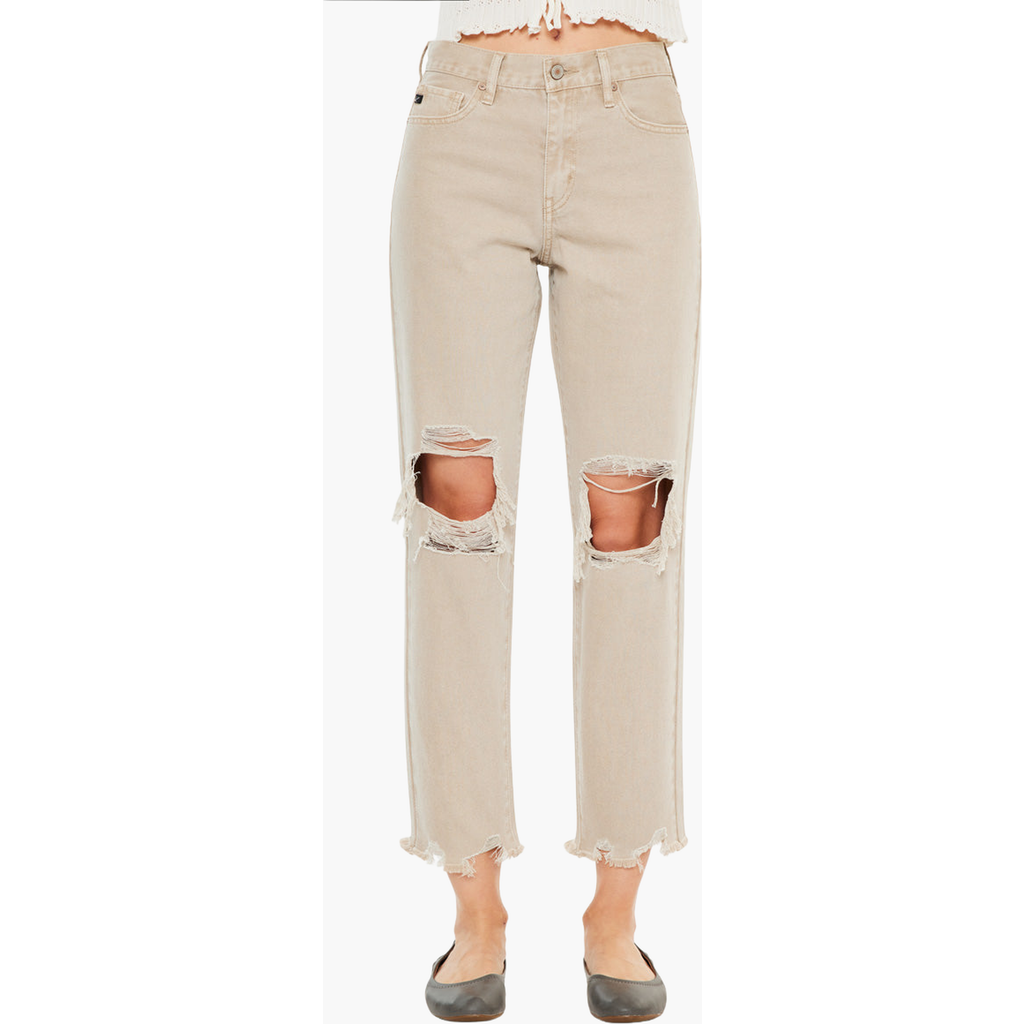 Kancan Bliss High Rise Mom Fit Jeans In Neutral
