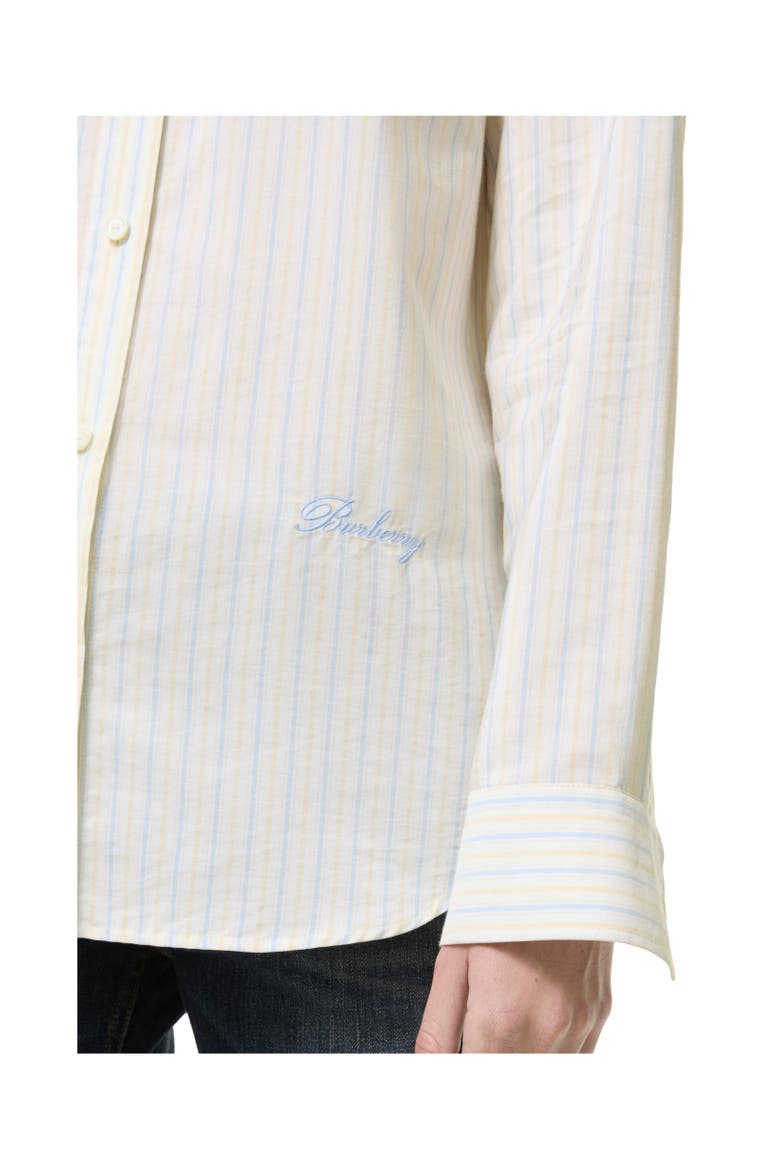 Classic Fit Striped Silk Cotton Shirt, Alternate, color, Seashell white/hazy blue