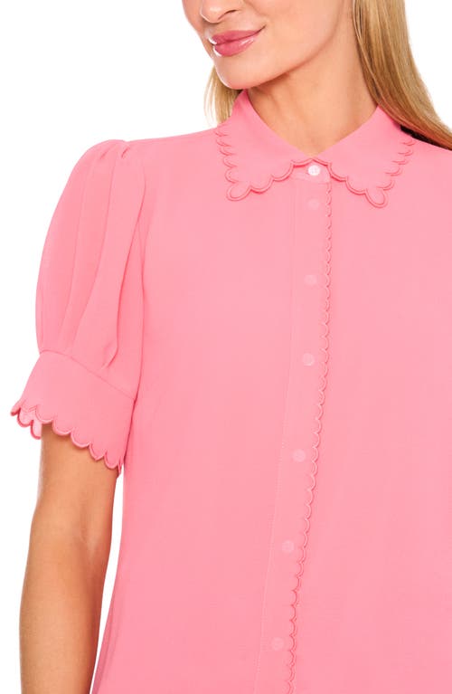 Shop Cece Scallop Trim Button-up Shirt