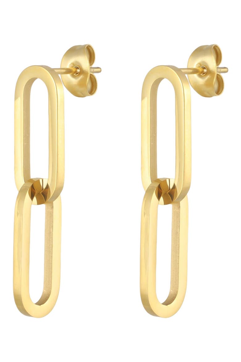 18k Gold Plated Double Link Drop Earrings, Alternate, color, GOLD
