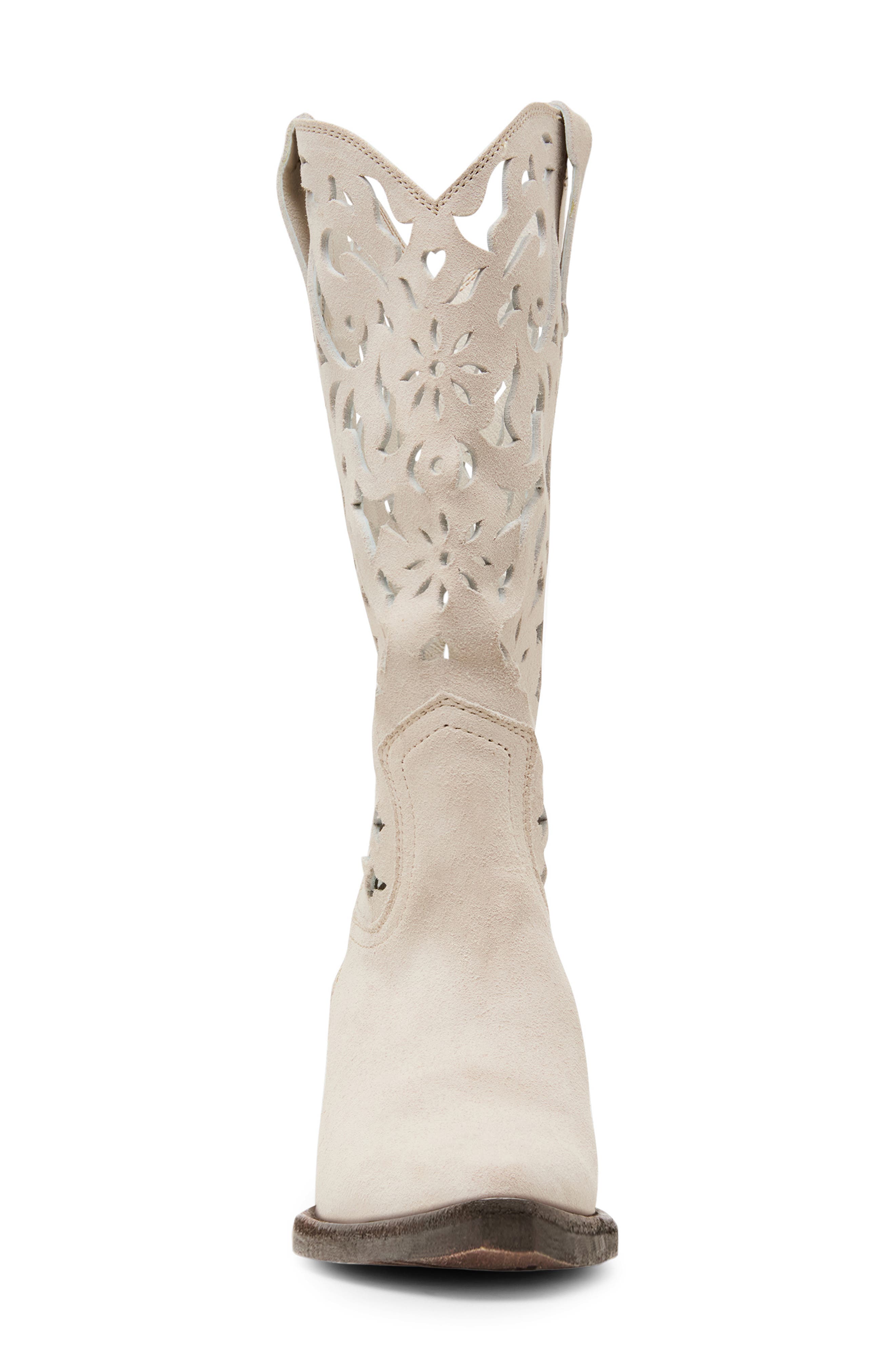 Albany Cutout Western Boot, Alternate, color, BONE SUEDE