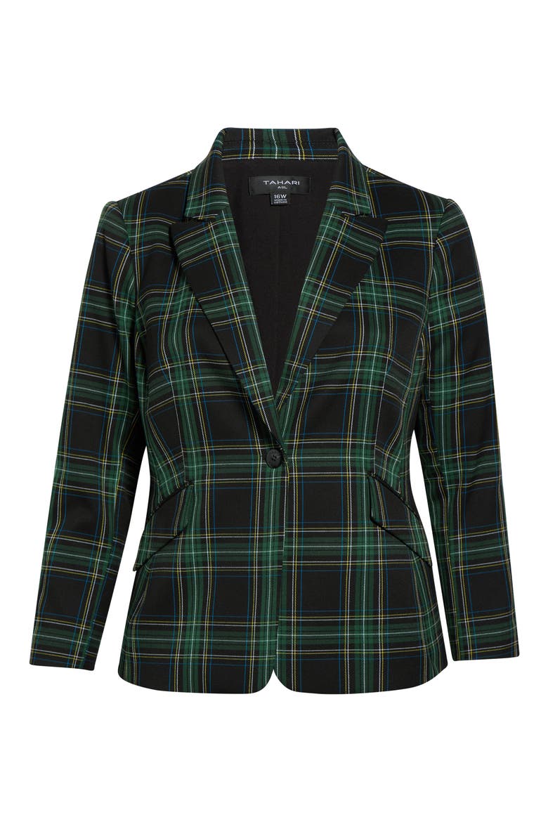 Plaid One-Button Blazer, Alternate, color, WINTER PINE BLACK