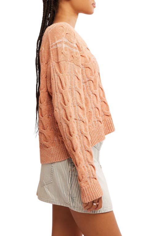 Shop Free People Washed Cable Sweater In Candied Melon