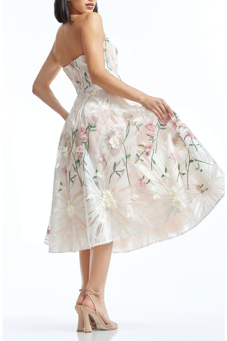 Kailyn Floral Appliqué Strapless Cocktail Dress, Alternate, color, PINK MULTI