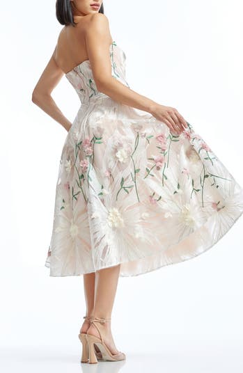 Kailyn Floral Appliqué Strapless Cocktail Dress