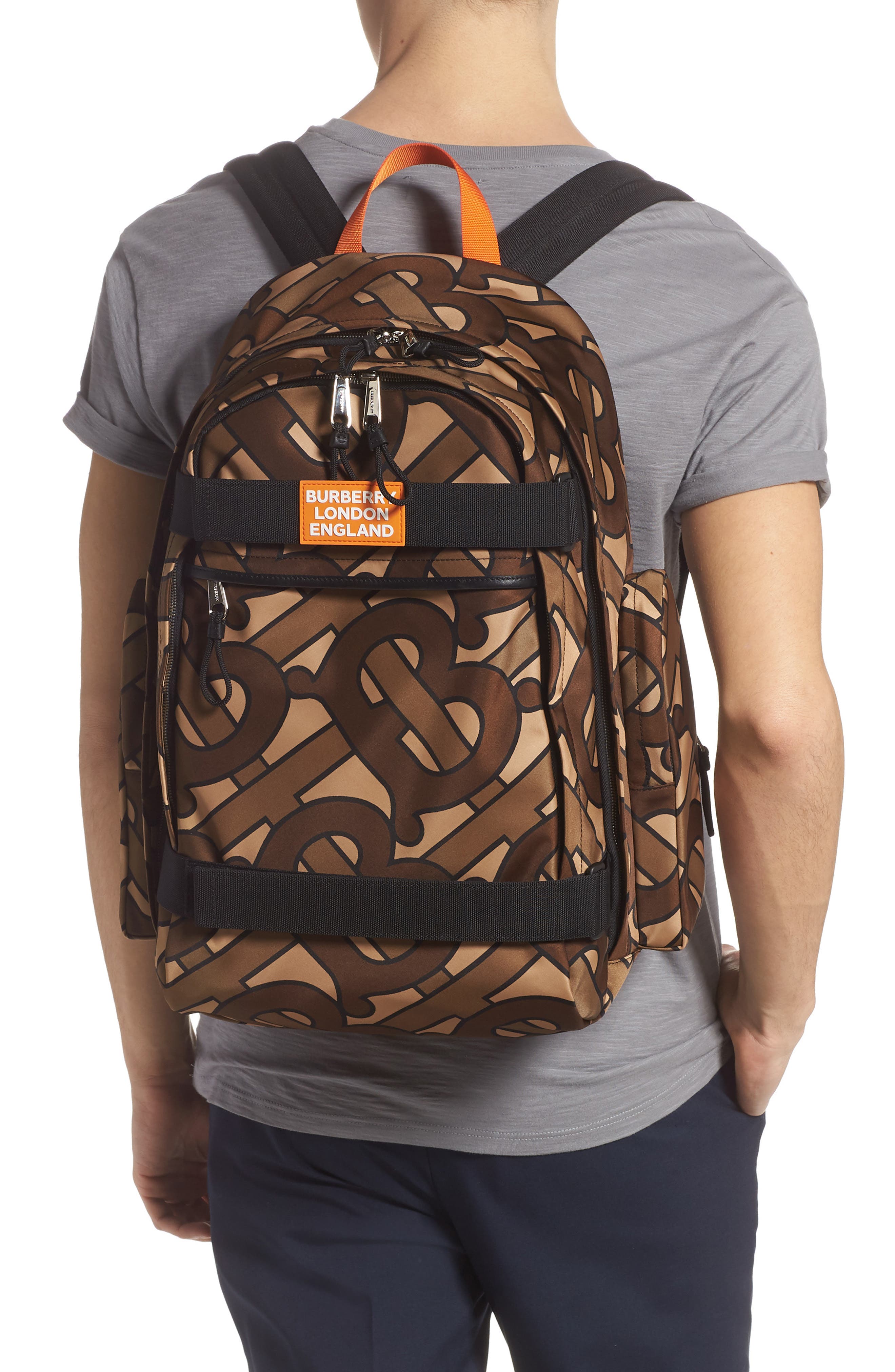 Burberry Cooper TB Monogram Backpack, Alternate, color, 