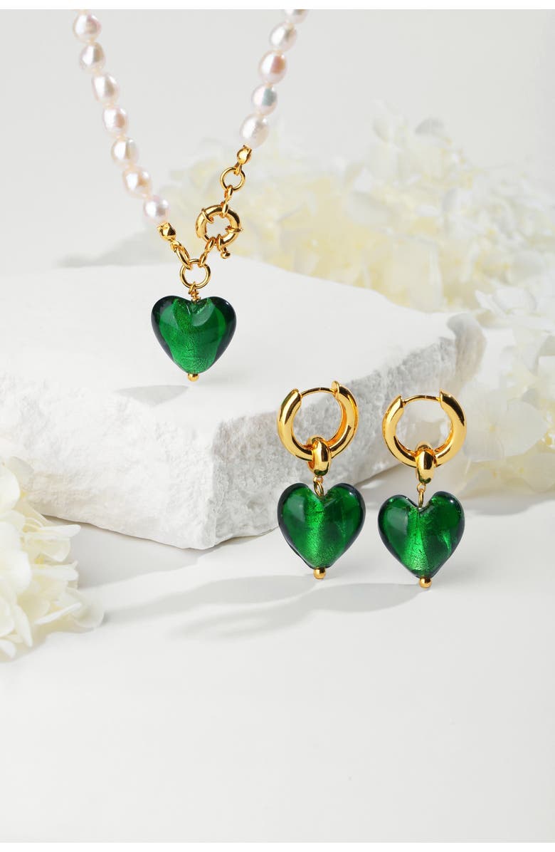 Classicharms Esmée Glaze Heart Dangle Earrings, Alternate, color, Green