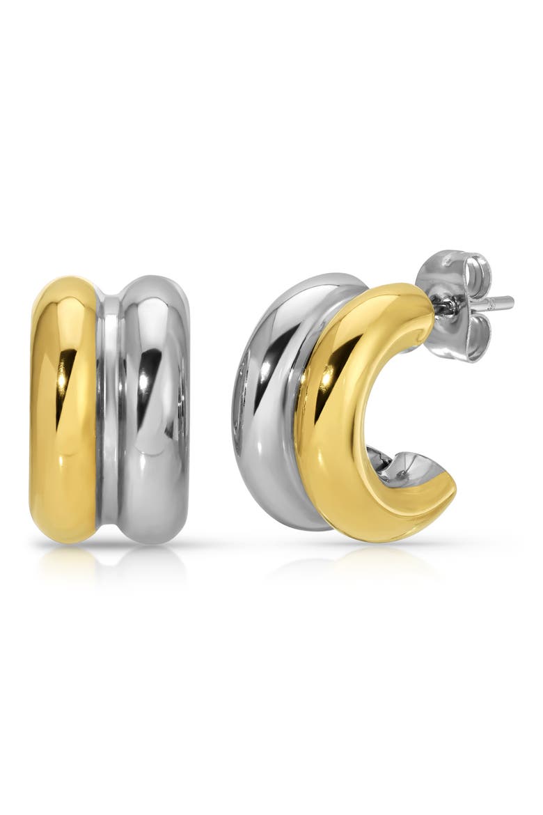 Mini Blunt Mixed Hoop Earrings, Main, color, GOLD