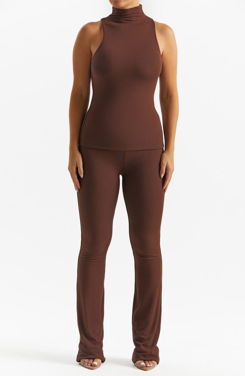 Naked Wardrobe Sleeveless Mock Neck Top, Alternate, color, Chocolate