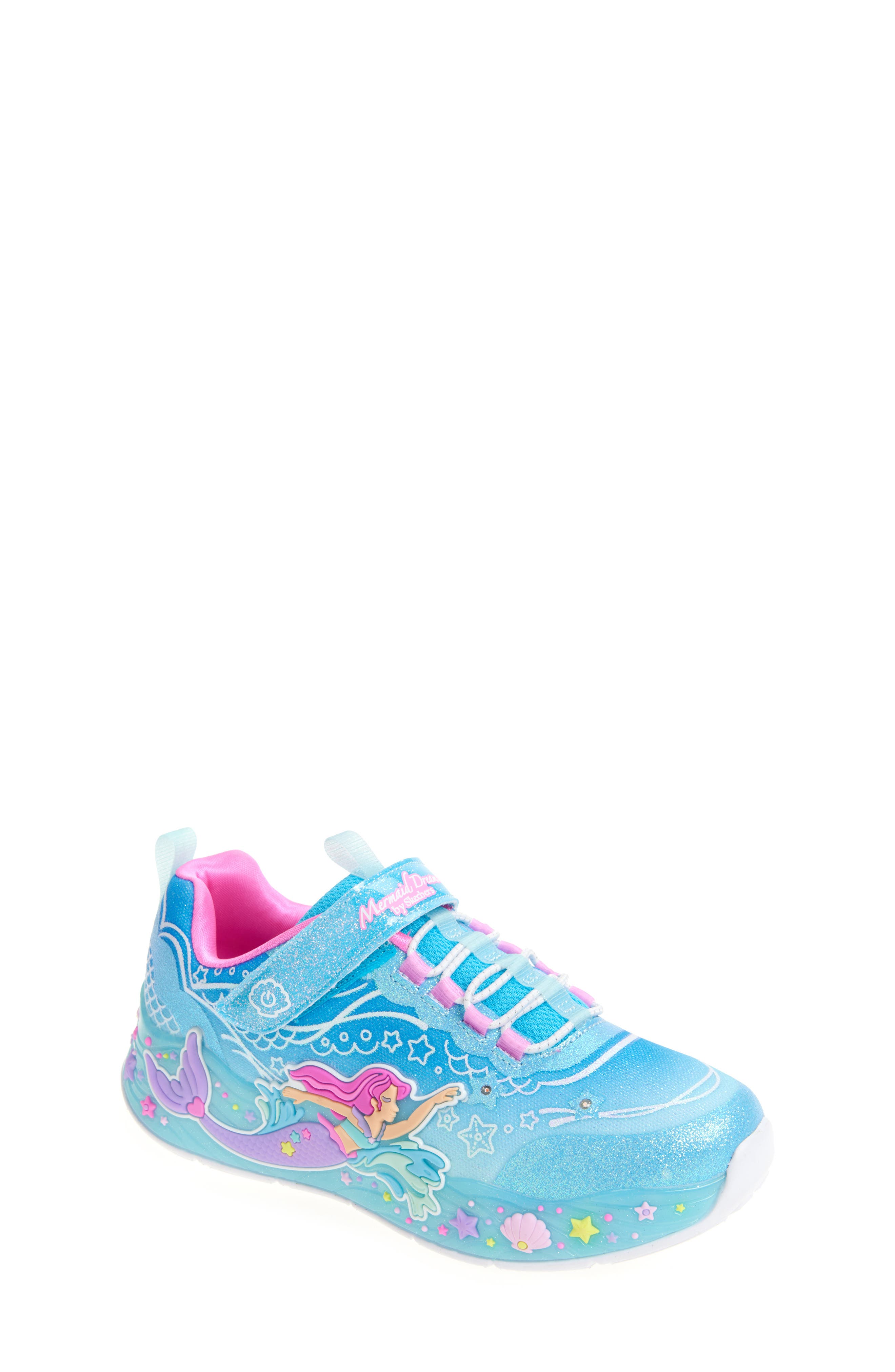 SKECHERS Kids' Mermaid Dreams S-Light Sneaker, Main, color, Blue/ Multi