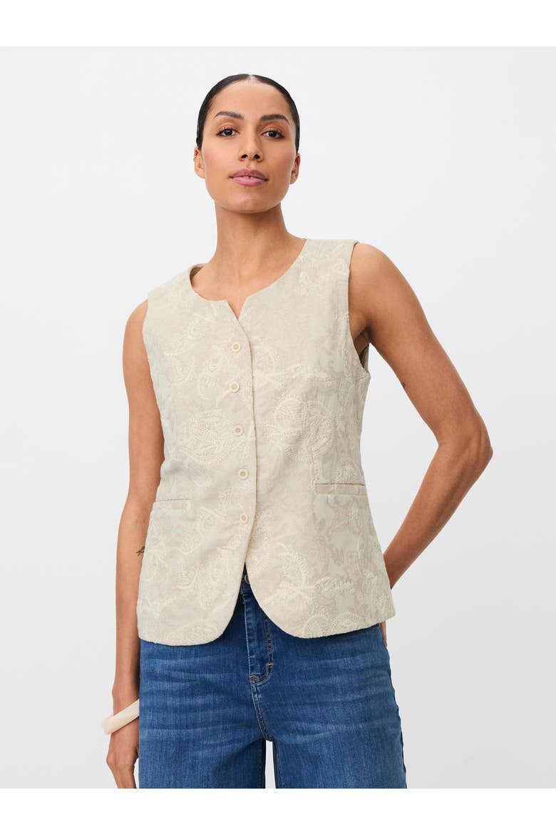 Majorvienne Embroidered Waistcoat, Main, color, Natural