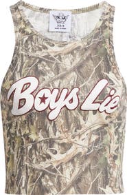 BOYS LIE Starlight Graphic Crop Camo Tank