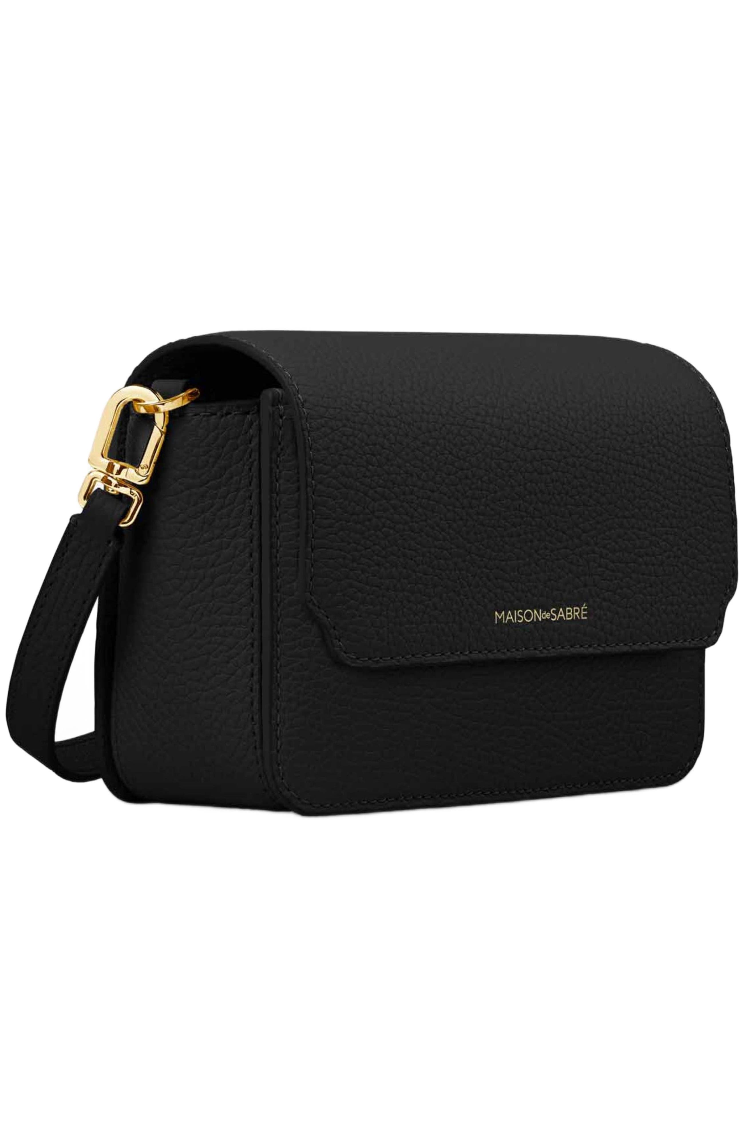 MAISON de SABRÉ Mini Leather Flap Bag, Alternate, color, Black Caviar