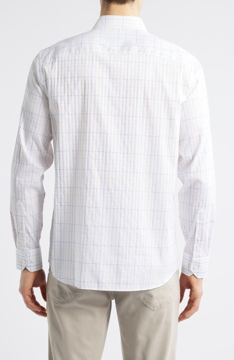 Johnston & Murphy XC4<sup>®</sup> Windowpane Print Performance Button-Down Shirt, Alternate, color, White Multi