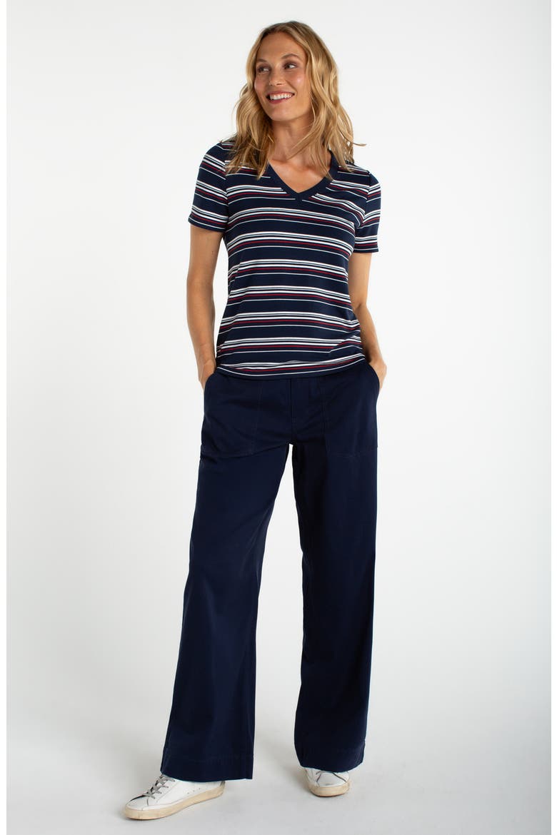 Short Sleeve V-Neck T-Shirt, Alternate, color, DARK NAVY/ WHITE/ RED STRIPE