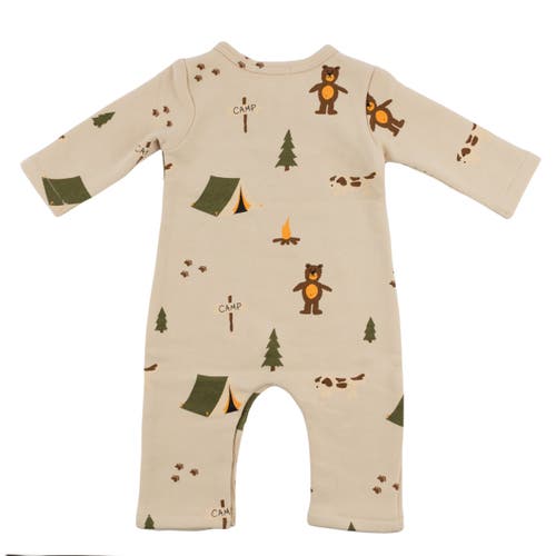 Oh Baby! Brand Camping Print One Button Romper French Terry- Infant In Neutral