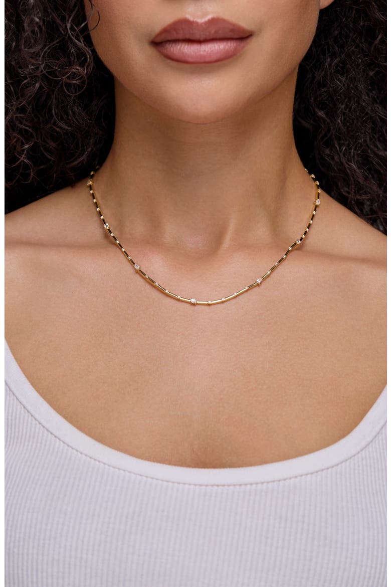 Liora Diamond Station Tennis Necklace, Alternate, color, 18K YELLOW GOLD