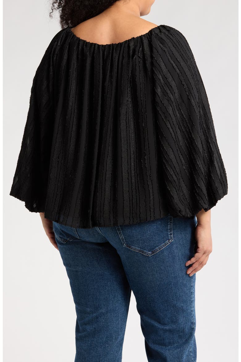 Stripe Semisheer Long Sleeve Top, Alternate, color, BLACK