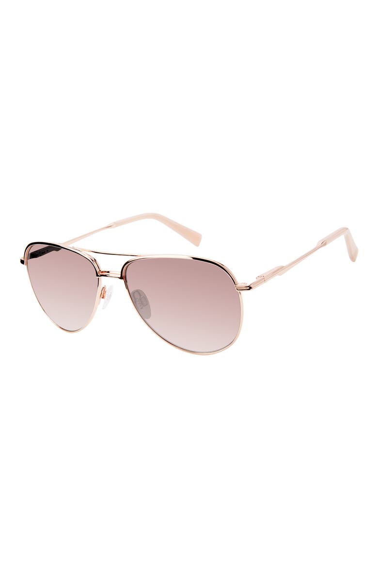 57mm Aviator Sunglasses, Alternate, color, ROSE GOLD