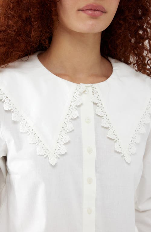 Shop Bdg Urban Outfitters Cotton Swallowtail Collar Button-up Shirt In White