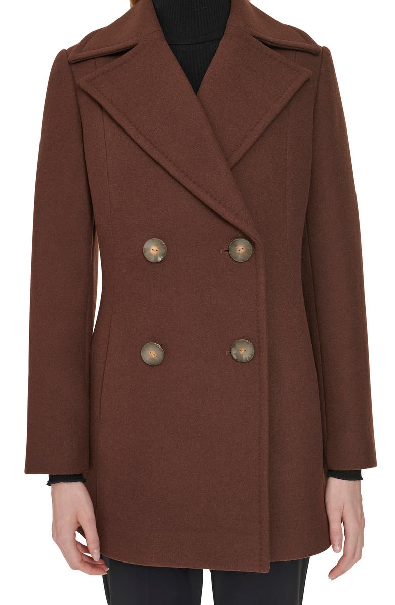 Cole Haan Fine Wool Blend Twill Peacoat, Alternate, color, 