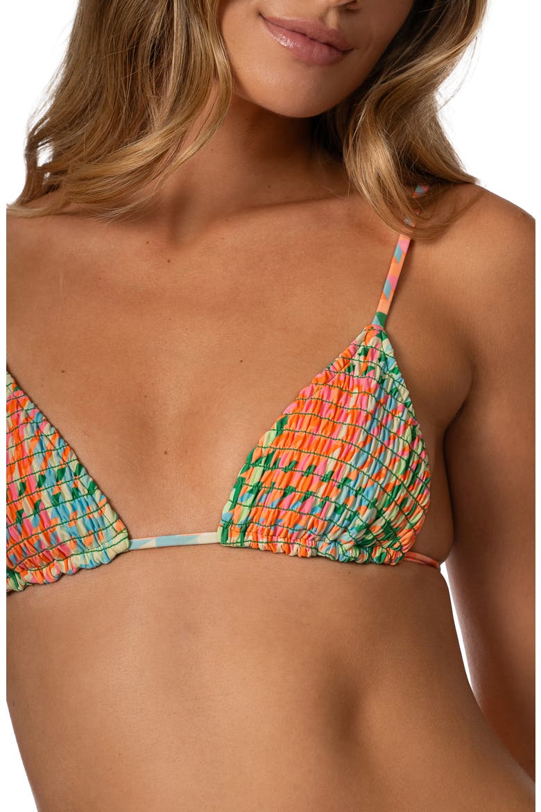 Dreamy Grid Zen Smocked Bikini Top, Alternate, color, OPEN GREEN