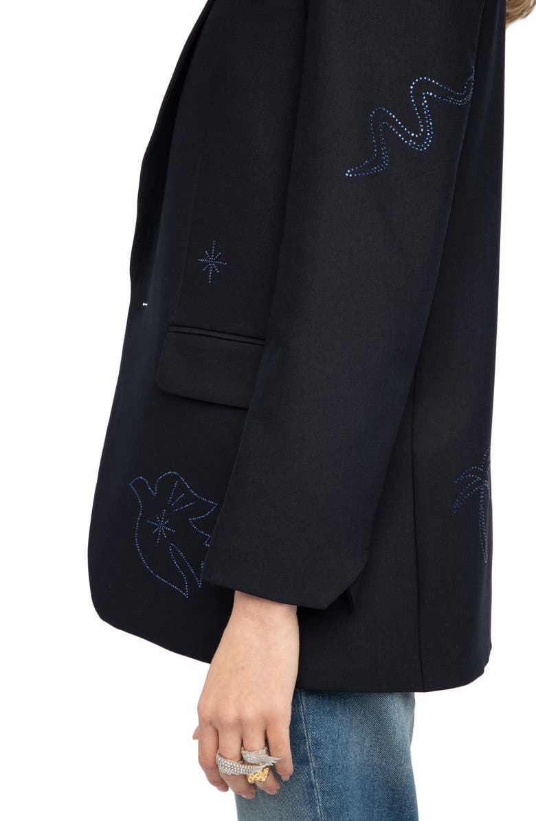 Zadig & Voltaire Vival Rhinestone Blazer, Alternate, color, Marine