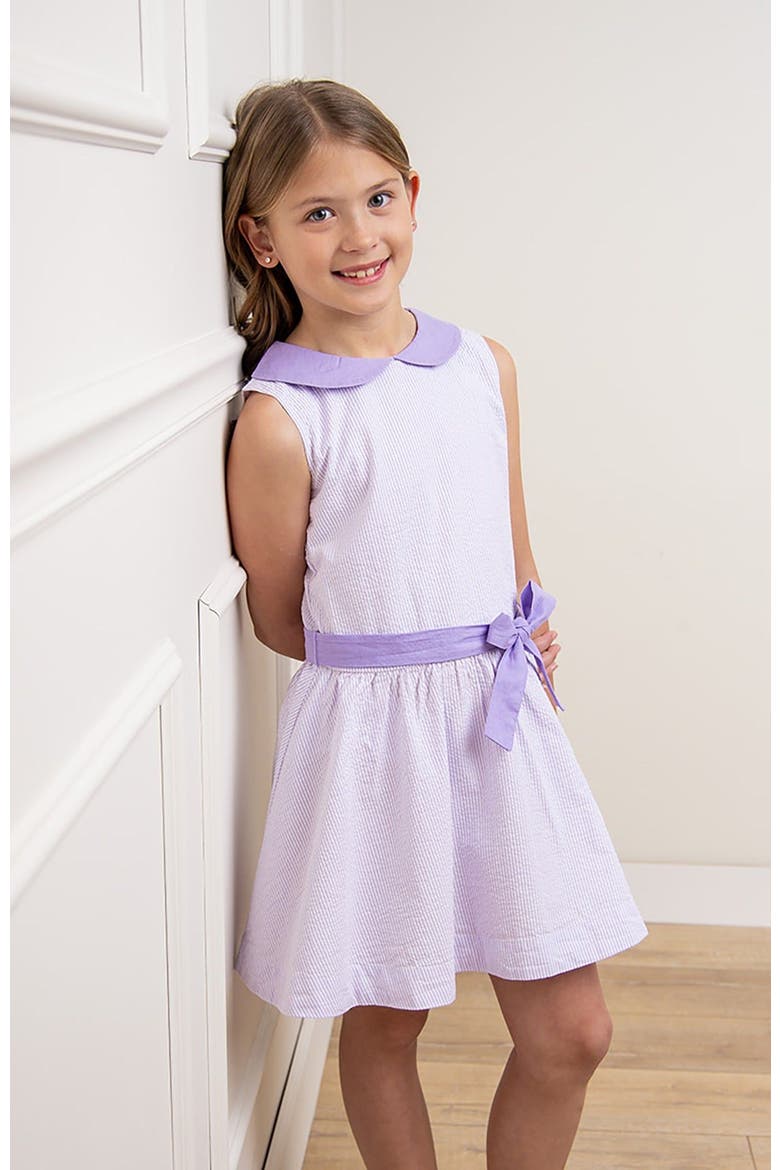 Girls' Organic Seersucker Peter Pan Collar Dress, Toddler, Alternate, color, Lavender Seersucker