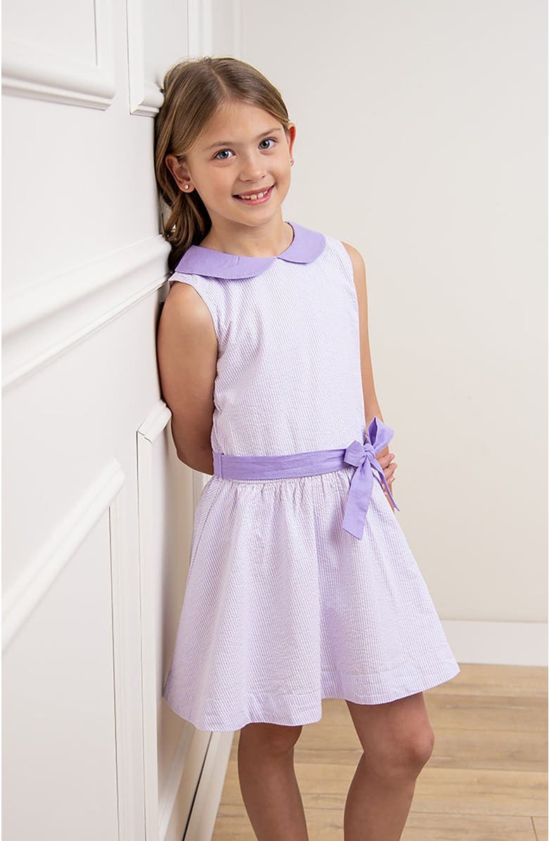 Hope & Henry Girls' Organic Seersucker Peter Pan Collar Dress, Toddler, Alternate, color, Lavender Seersucker