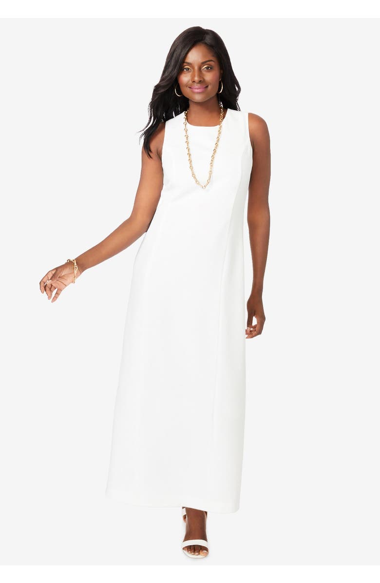 Jessica London Stretch Crepe Maxi Jacket Dress, Alternate, color, Black