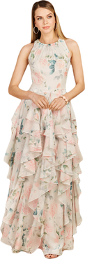 LARA New York High Neck, Ruffled Skirt Printed Dress