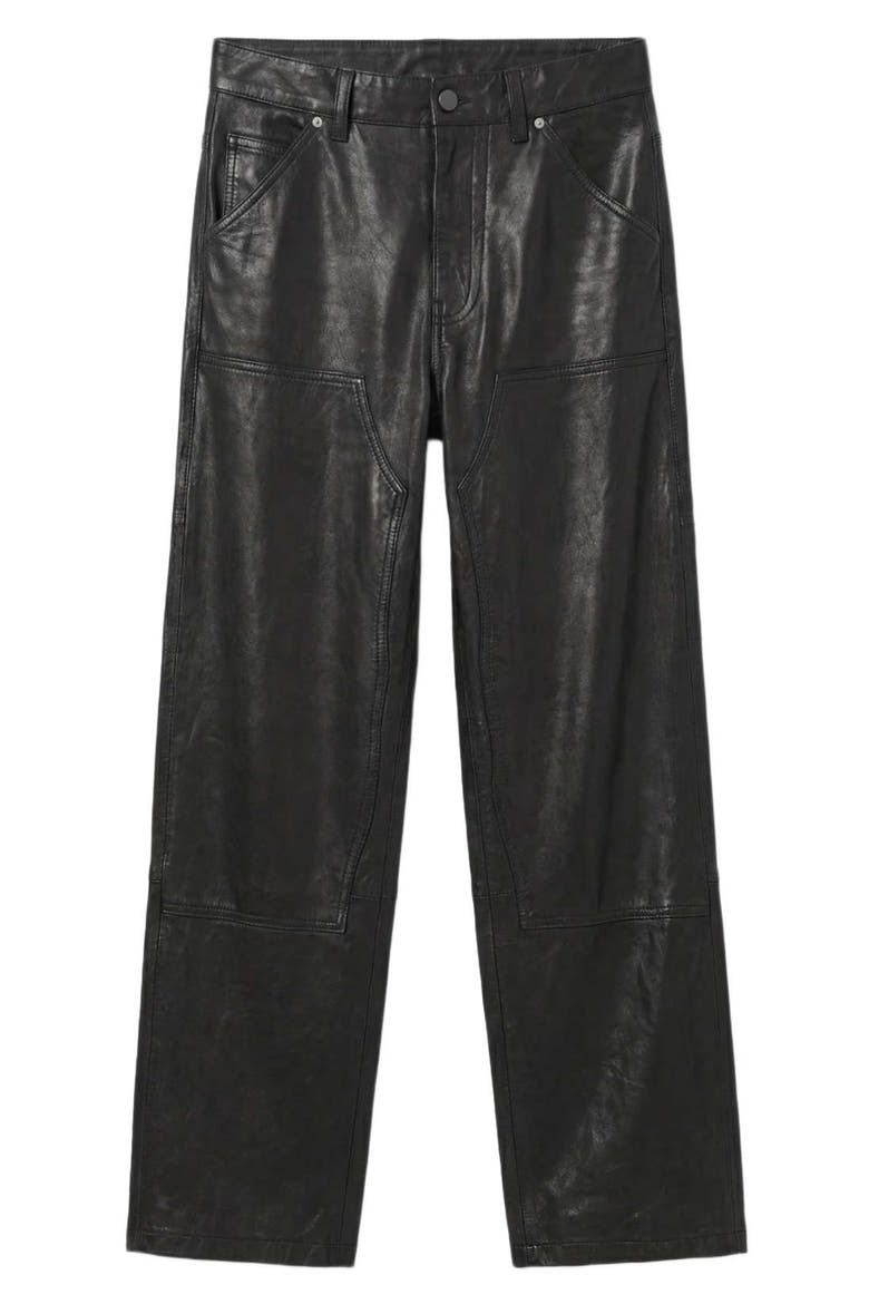 Manta Wide Leg Leather Trousers, Alternate, color, BLACK