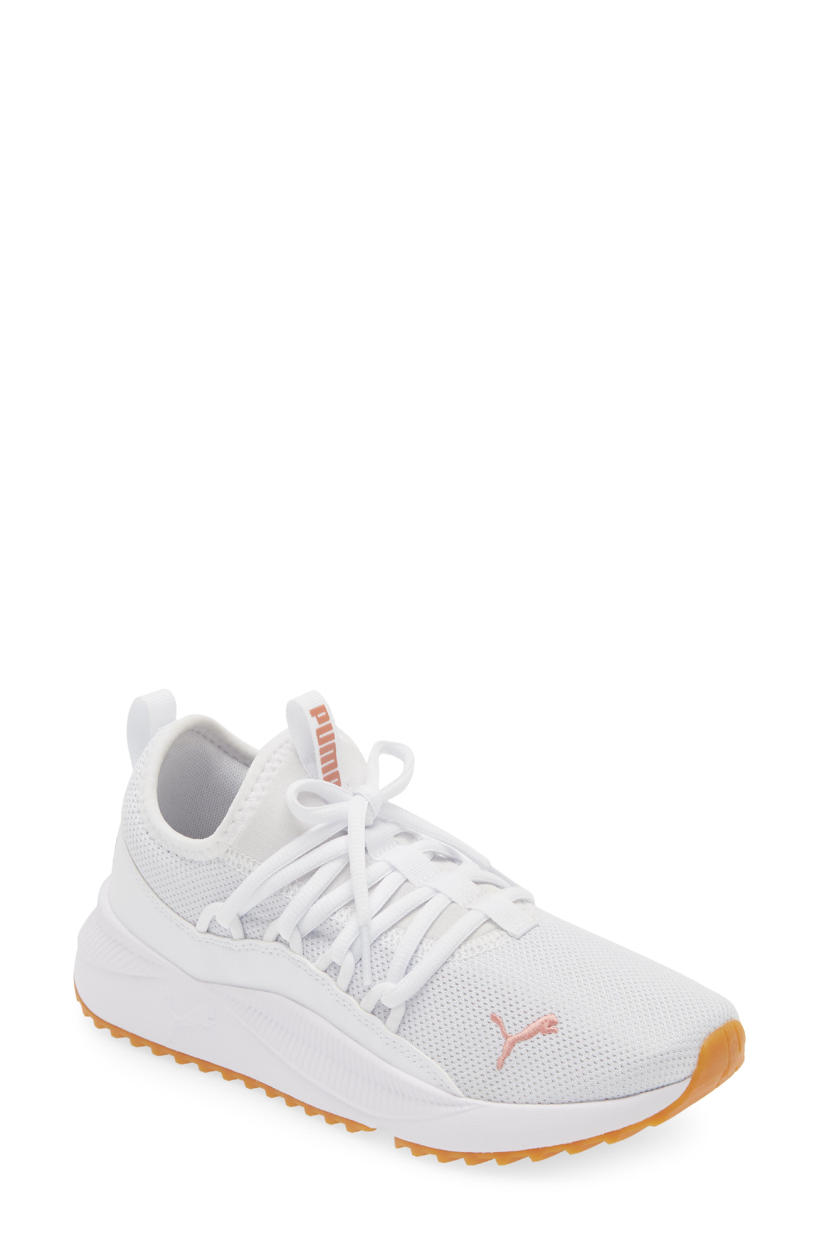 PUMA Pacer Future Web Knit Sneaker, Main, color, Puma White-Copper Rose