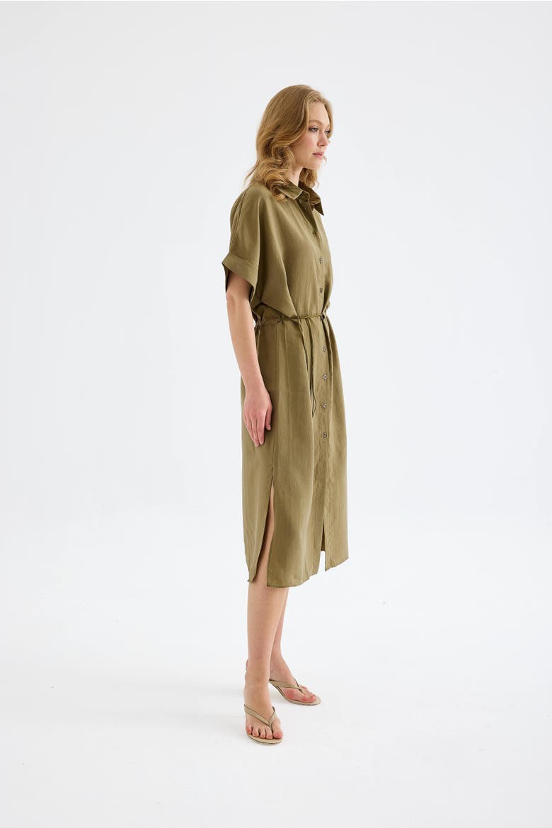 Solenne Cotton Midi Shirt Dress, Alternate, color, Khaki