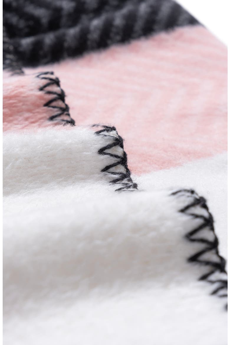 Herringbone Stripe Throw Blanket, Alternate, color, BLUSH