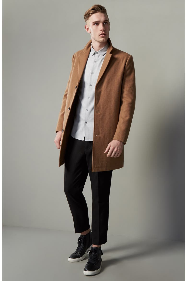 Wool Blend Overcoat, Alternate, color, BROWN