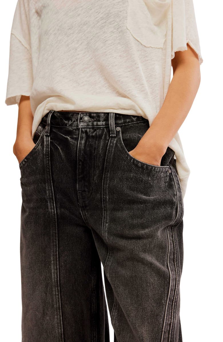 Free People Olsen Distressed Cuffed Crop Barrel Leg Jeans, Alternate, color, 