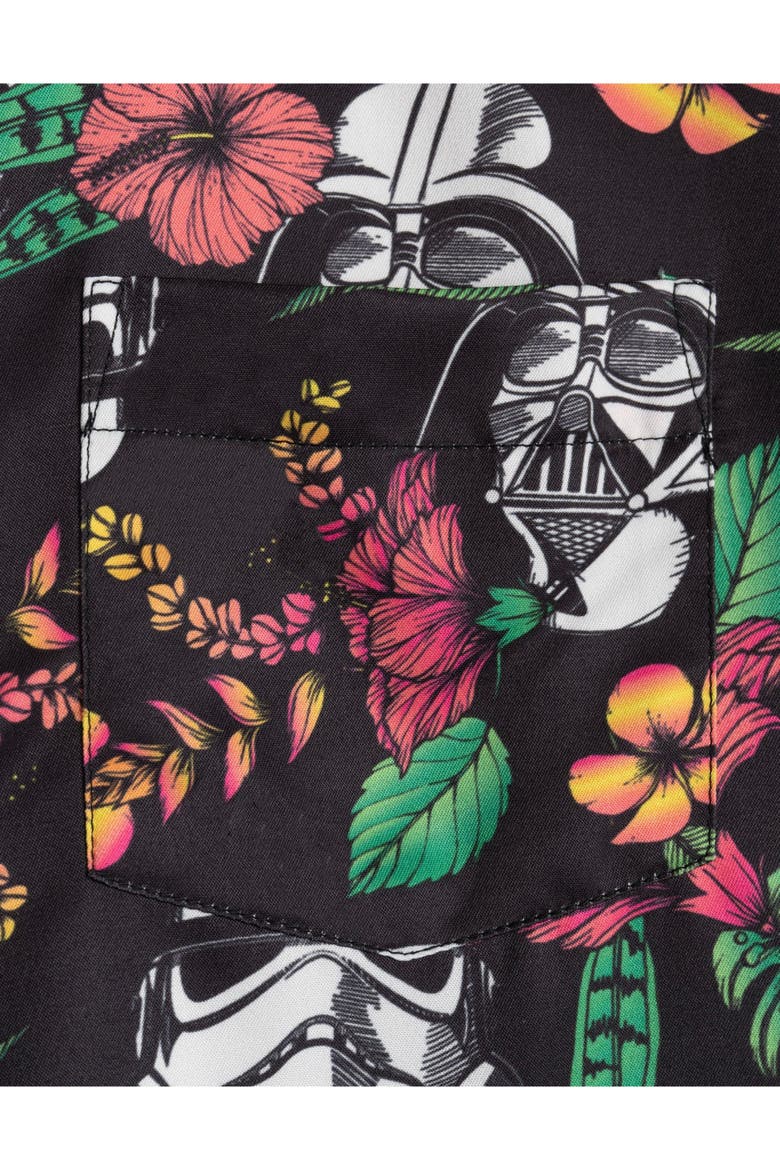 Hawaiian Button Down Shirt (toddler, Little Kid & Big Kid), Alternate, color, Black Vader Trooper