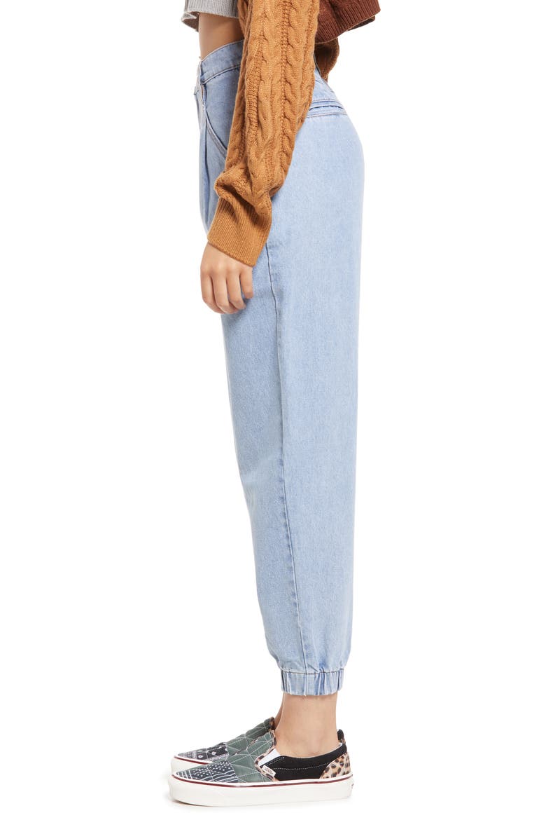 Pleated High Waist Balloon Jeans, Alternate, color, LIGHT WASH