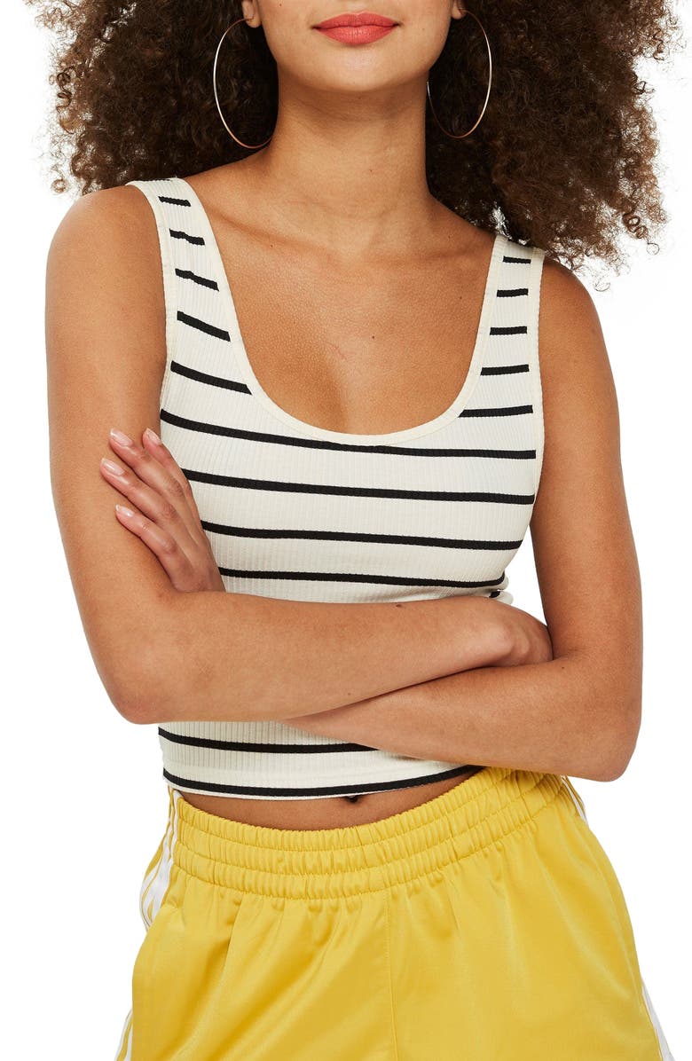 Topshop Strappy Scoopback Crop Tank, Main, color, 