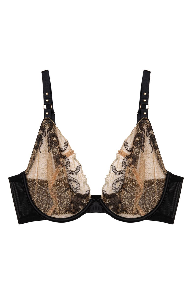 Playful Promises Amal Embroidered Mesh Underwire Bra, Alternate, color, Gold