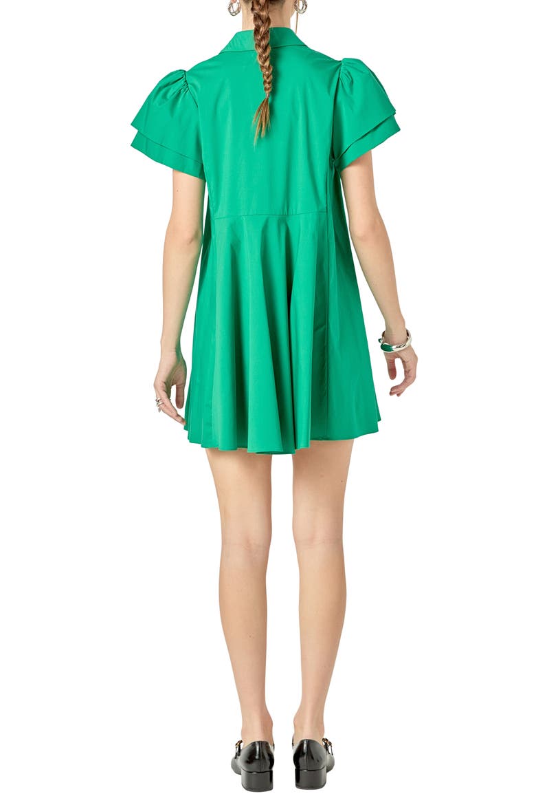 Ruffle Sleeve Flare Mini Shirtdress, Alternate, color, GREEN