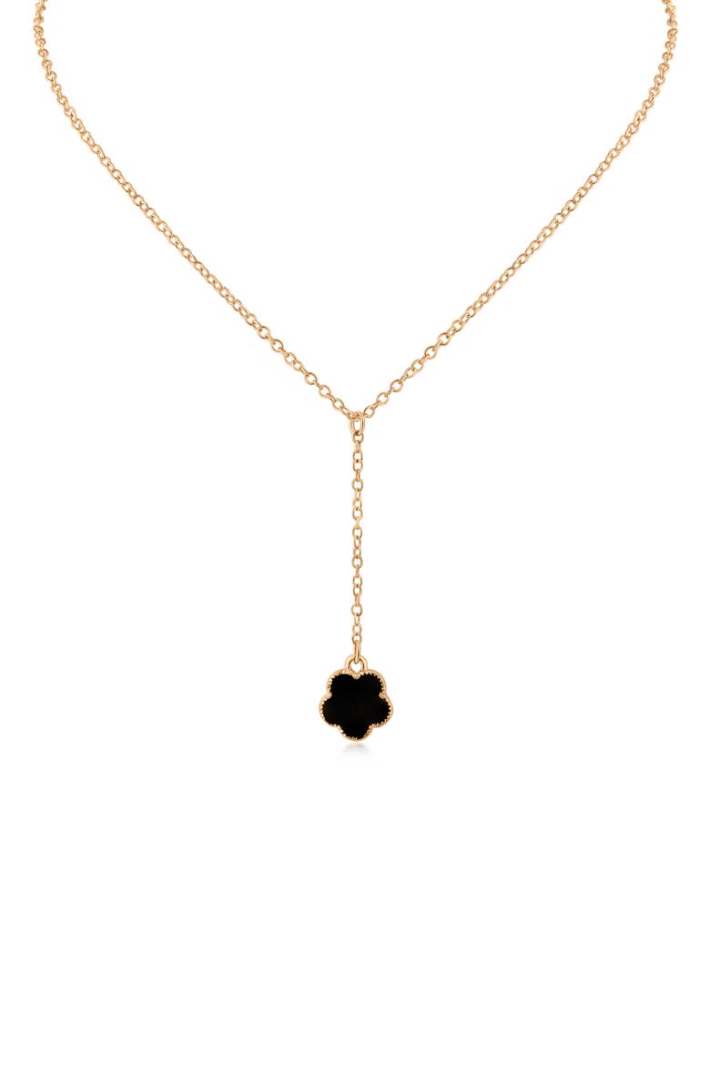 Enamel Clover Pendant Y-Necklace (Nordstrom Exclusive), Main, color, BLACK/ GOLD