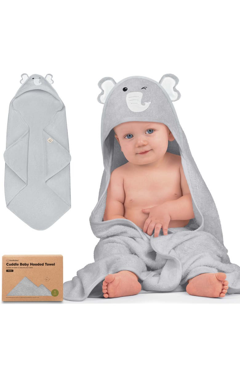 KeaBabies Cuddle Baby Hooded Towel, Main, color, Elephant