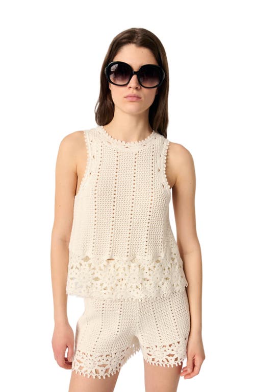 Maje Womens Crochet-knit Cotton Shorts Blanc