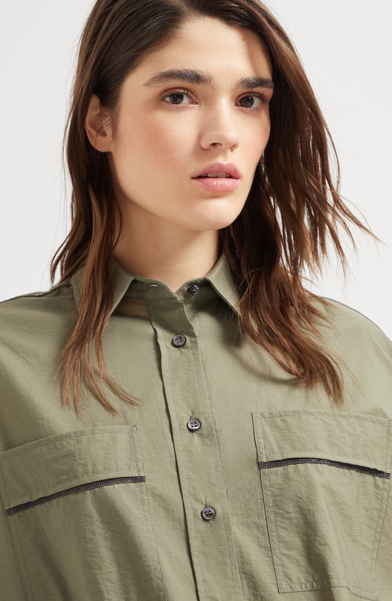 Brunello Cucinelli Poplin chemisier dress with monili, Alternate, color, 