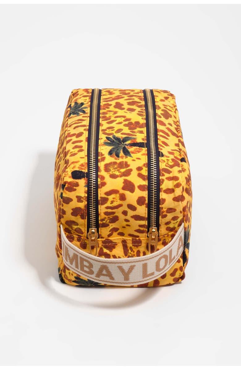 Bimba y Lola Medium Leopard Palms Nylon Make-Up Case, Alternate, color, Leopard Yellow Palms