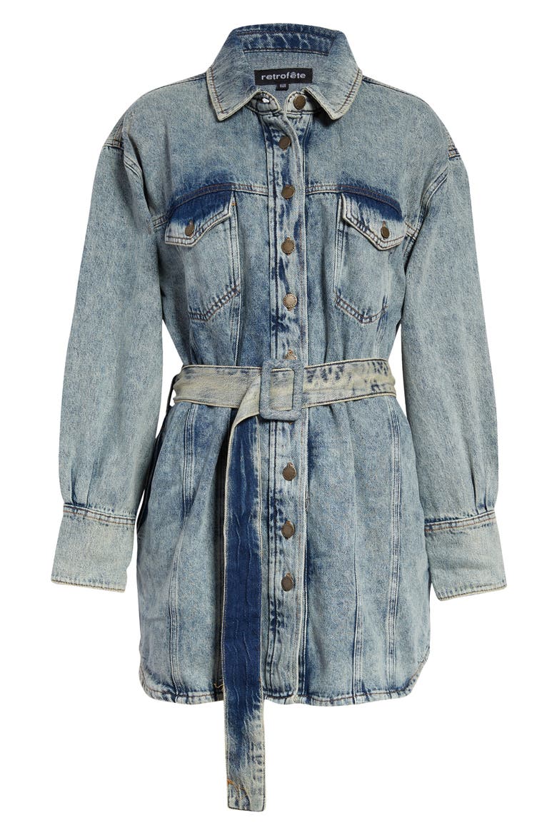 Odette Belted Long Sleeve Denim Shirtdress, Main, color, OCEAN SIDE