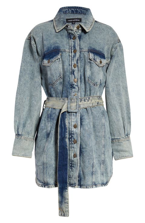 Odette Belted Long Sleeve Denim Shirtdress